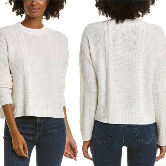NWT Vince Cable Knit Sweater Ivory Merino Wool-Blend (Size M) - Picture 12 of 12
